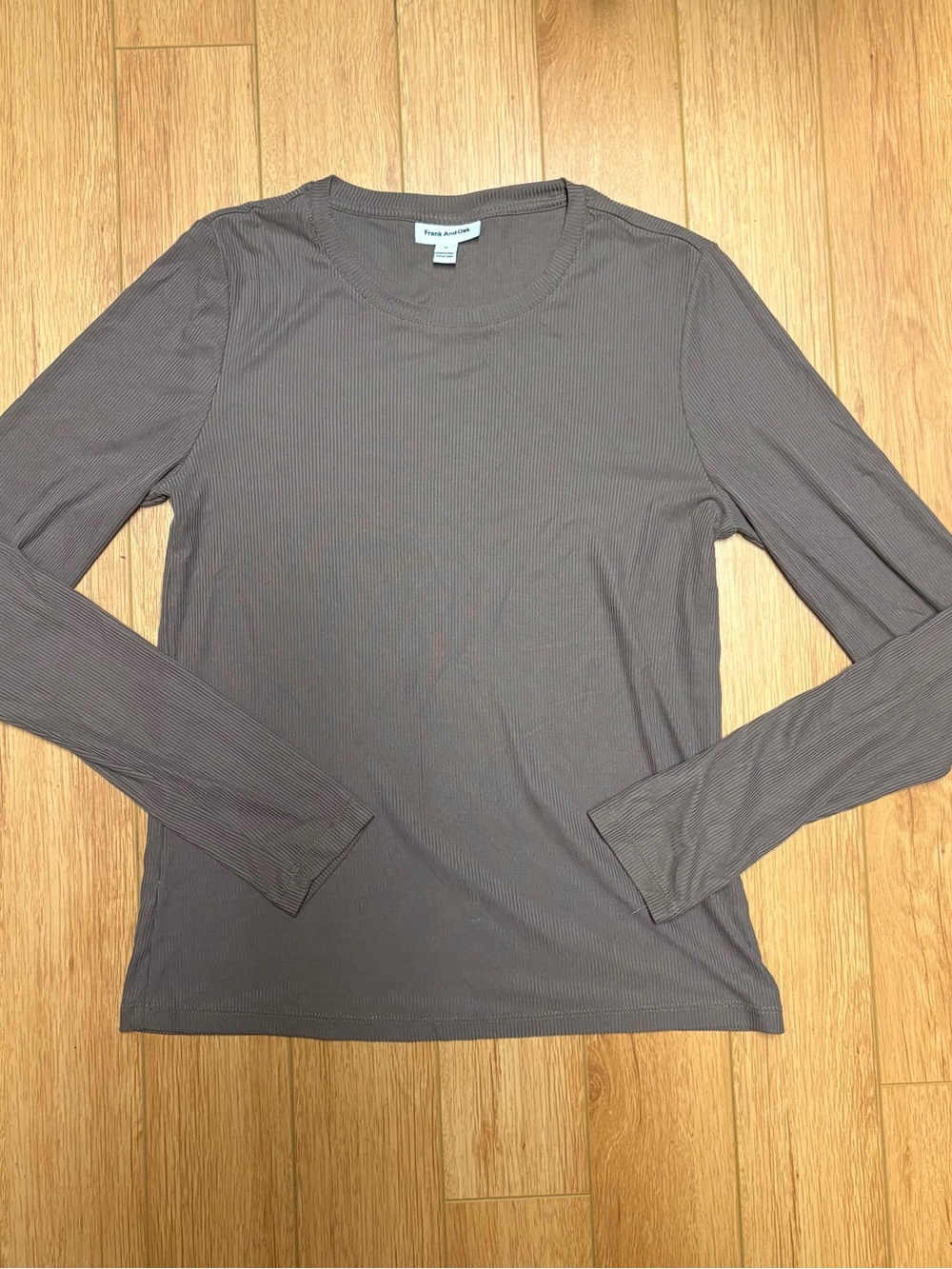 Frank & Oak Ribbed Long Sleeve Tee in Taupe